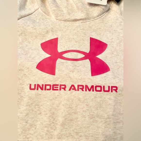 NWT! Under Armour Girls short sleeve fleece hoodie - soft pink - Picture 6 of 15